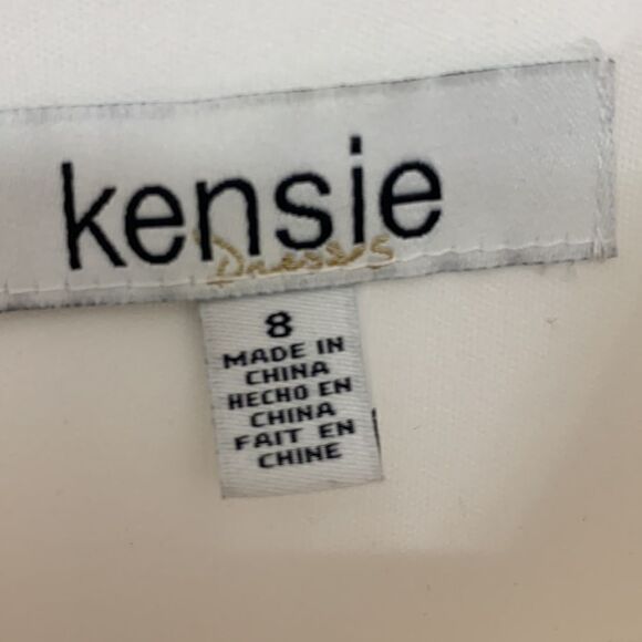 Kensie Sz 8 stretch embroidery detail zippered sleeveless v-neck cocktail dress - Picture 5 of 12